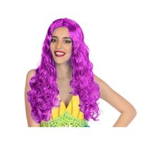 Atosa Verkleedpruik voor dames lang golvend haar - Fantasia - fuchsia roze - Filmster/popster/foute party   - - thumbnail