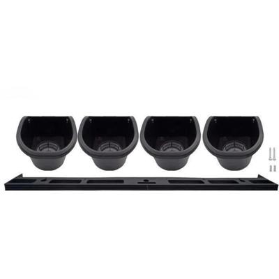 Wandplanter - Wandkit bestaande uit een muursteun en 4 potten (1 L) - Zwart - Afm H 15 x L 60 cm - NATURE