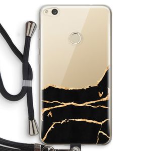 Gouden marmer: Huawei Ascend P8 Lite (2017) Transparant Hoesje met koord