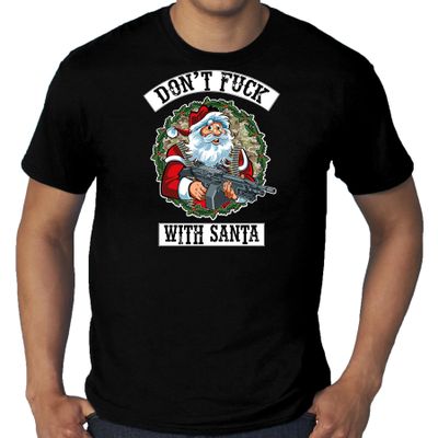 Grote maten fout Kerstshirt / outfit Dont fuck with Santa zwart voor heren Grote maten fout Kerstshirt / outfit Dont fuck with Santa zwart voor heren