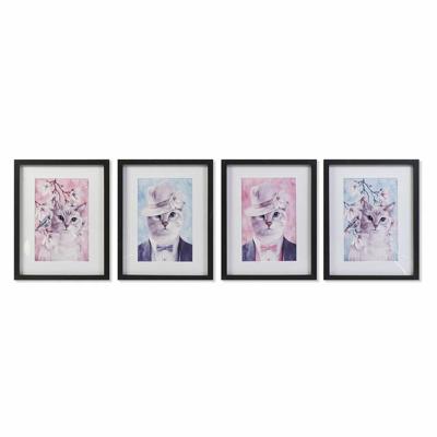 Schilderij DKD Home Decor Katten (35 x 2,5 x 45 cm) (35 x 2 x 45 cm) (4 Stuks)