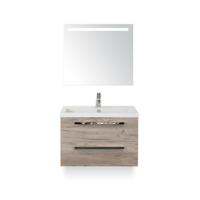 Seville Badmeubelset 80 cm - Craft Oak - Keramische Wastafel Wit Djazz - met Sence Spiegel