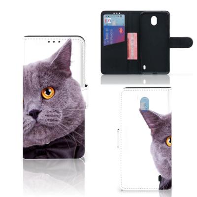 Nokia 1 Plus | Telefoonhoesje | Met pasjeshouder | Kat