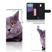 Nokia 1 Plus | Telefoonhoesje | Met pasjeshouder | Kat