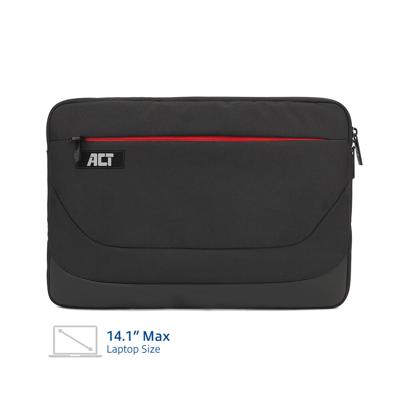 ACT AC8580 Suburb Laptop Sleeve 14,1" | Extra vak met Rits | Zwart