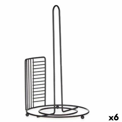 Houder voor keukenpapier Zwart Metaal 18,5 x 31,5 x 18,5 cm (6 Stuks)
