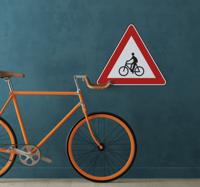 Sticker gevarendriehoek fietser