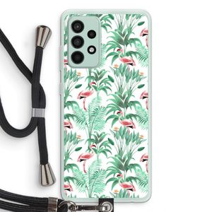 Flamingo bladeren: Samsung Galaxy A52s 5G Transparant Hoesje met koord
