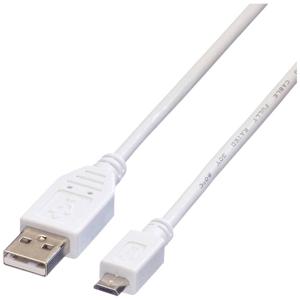 VALUE USB 2.0 Kabel, USB A Male - Micro USB B Male, wit, 0,8 m