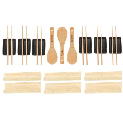 21-delige sushi serveer set voor 6 personen - keramiek - zwart