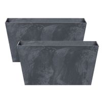 Set van 3x stuks kunststof bloembakken/plantenbakken rechthoek betonlook 40 cm antraciet grijs