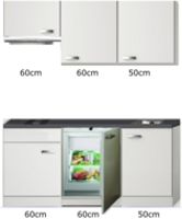 Keukenblok 170cm met inbouw koelkast, kookplaat en afzuigkap RAI-004 - thumbnail