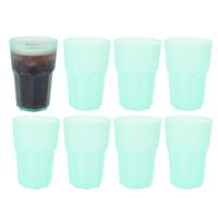 Drinkbekers - 8x - groen - kunststof - 480 ml - onbreekbare camping en kinder bekers