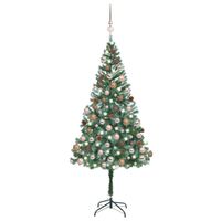 vidaXL Kunstkerstboom met verlichting kerstballen dennenappels 180 cm - thumbnail