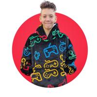 Draagbare deken met capuchon & mouwen - kind - gamen
