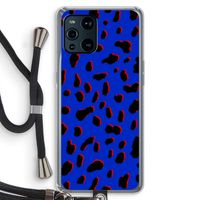 Blue Leopard: Oppo Find X3 Pro Transparant Hoesje met koord