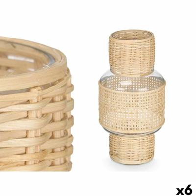 Kaarshouder GiftDecor SG-29653 Transparant Natuurlijk Glas Rotan 15,5 x 31 x 15,5 cm (6 Stuks)