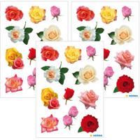 Gekleurde rozen bloemen thema stickers - 99x stuks - kinderstickers - stickervellen - decoratie arti