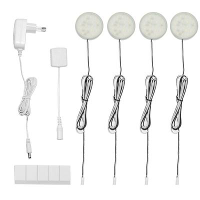 Set van 4 LED zelfklevende led spotjes - Complete set incl. voeding - Wit