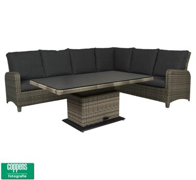 Qopps Aruba loungehoek licht Grijs met in hoogte verstelbare tuintafel