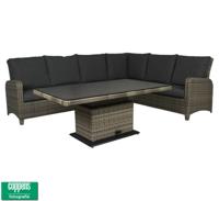 Qopps Aruba loungehoek licht Grijs met in hoogte verstelbare tuintafel