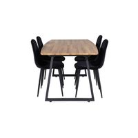 IncaNABL eethoek eetkamertafel uitschuifbare tafel lengte cm 160 / 200 el hout decor en 4 Polar Diamond eetkamerstal - thumbnail