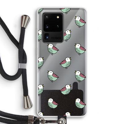 Vogeltjes: Samsung Galaxy S20 Ultra Transparant Hoesje met koord