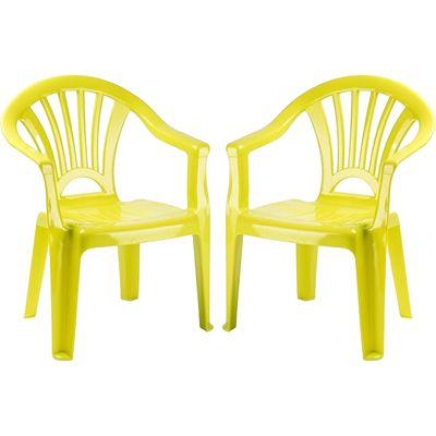 Kinderstoel - 2x stuks - kunststof - groen - 35 x 28 x 50 cm - tuin/camping/slaapkamer