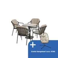 Manolo tafel 75x75x75 cm met 4 Manitoba stoelen Antraciet