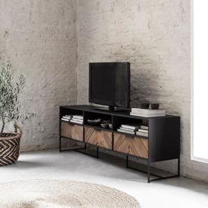 DTP Home TV-meubel Criss Cross Visgraat, Hout en staal - Naturel