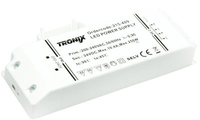 LED driver 24V 250W blokvoeding voor binnen IP20 Tronix niet dimbaar