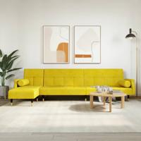 Slaapbank L-vormig 271x140x70 cm fluweel geel