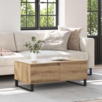Salontafel met lade artisanaal eikenkleurig Bewerkt hout
