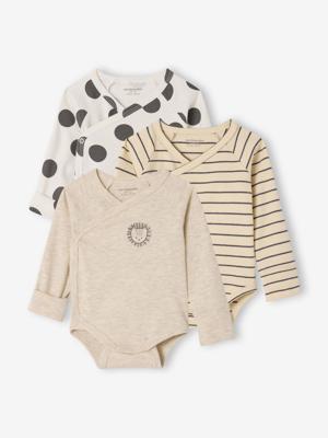 Set van 3 body's voor pasgeborenen met lange mouwen ecru