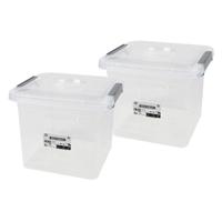 Urban Living Opberg box - 2x - 8 liter - 27 x 25 x 22cm - met deksel en clips - waterdicht
