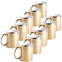 10x Gouden bekers/mokken metallic 350 ml