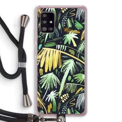 Tropical Palms Dark: Samsung Galaxy A51 5G Transparant Hoesje met koord