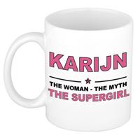 Karijn cadeau mok - Woman Myth Supergirl - naam koffiemok - 300 ml - collega - moederdag