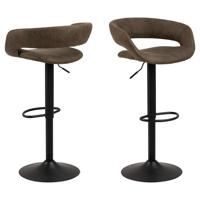 Leen Bakker - Barkruk Faber - Olijf (2 Stuks) - Lederlook - Groen - 48.5x54.5x104 Cm