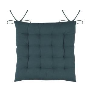 Stof Textile stoelkussens DUO - petrol blauw - 38 x 38 x 3.5 cm - touwtjes sluiting
