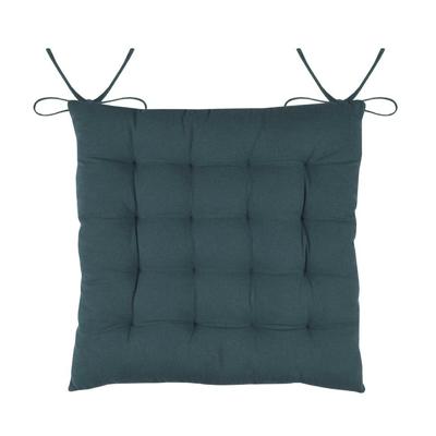 Stof Textile stoelkussens DUO - petrol blauw - 38 x 38 x 3.5 cm - touwtjes sluiting