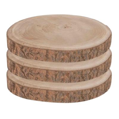 Boomschijf - 3x - 30 x 3 cm - paulownia hout - rond - kaarsenbord - serveerplank