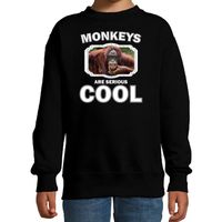 Dieren gekke orangoetan sweater zwart kinderen - monkeys are cool trui jongens en meisjes - thumbnail