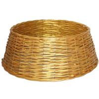 Kerstboomrok/kerstboommand - goud - gevlochten wilg - D39 cm en H18 cm - voor kerstboom van 150 cm