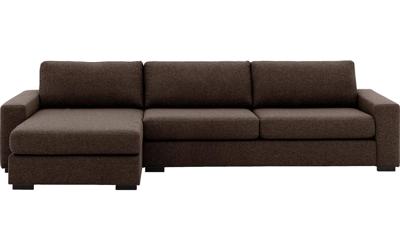 Goossens Hoekbank Lucca Met Chaise Longue bruin, stof, 3-zits, stijlvol landelijk