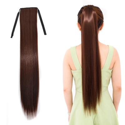 Natuurlijke lange rechte haren paardenstaart bandage-stijl pruik paardenstaart voor vrouwen lengte: 75cm (Marron)
