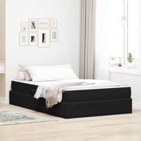 Opbergbed met matras met matras Zwart 120 x 200 cm Fluweel