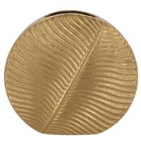 Bloemenvaas Inga Leaf - plat model - goud - 25 x 9 cm - moderne vaas - bladmotief