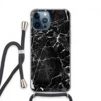 Zwart Marmer 2: iPhone 13 Pro Max Transparant Hoesje met koord