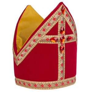 Sinterklaas kokermijter polyester fluweel luxe voor volwassenen - Sint kostuum accessoires